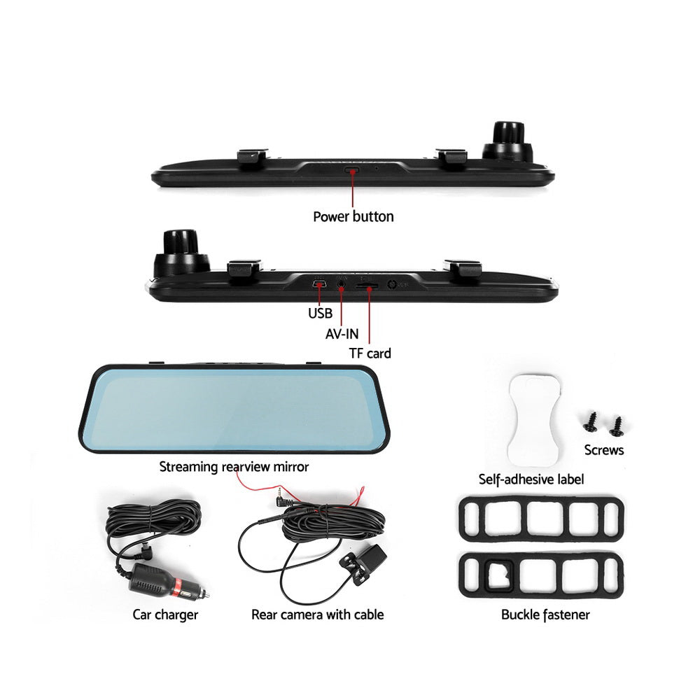 UL-tech 1080P Dash Camera 9.66" Front Rear View