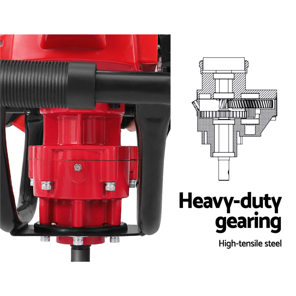 Post Hole Digger 63CC Petrol Motor Drill Borer with Fence Extension Auger Bits