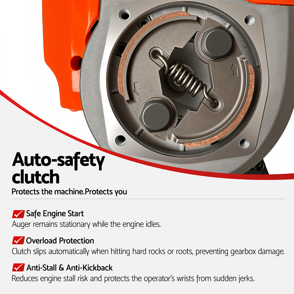 Post Hole Digger 63CC Motor Only Engine Petrol - Red