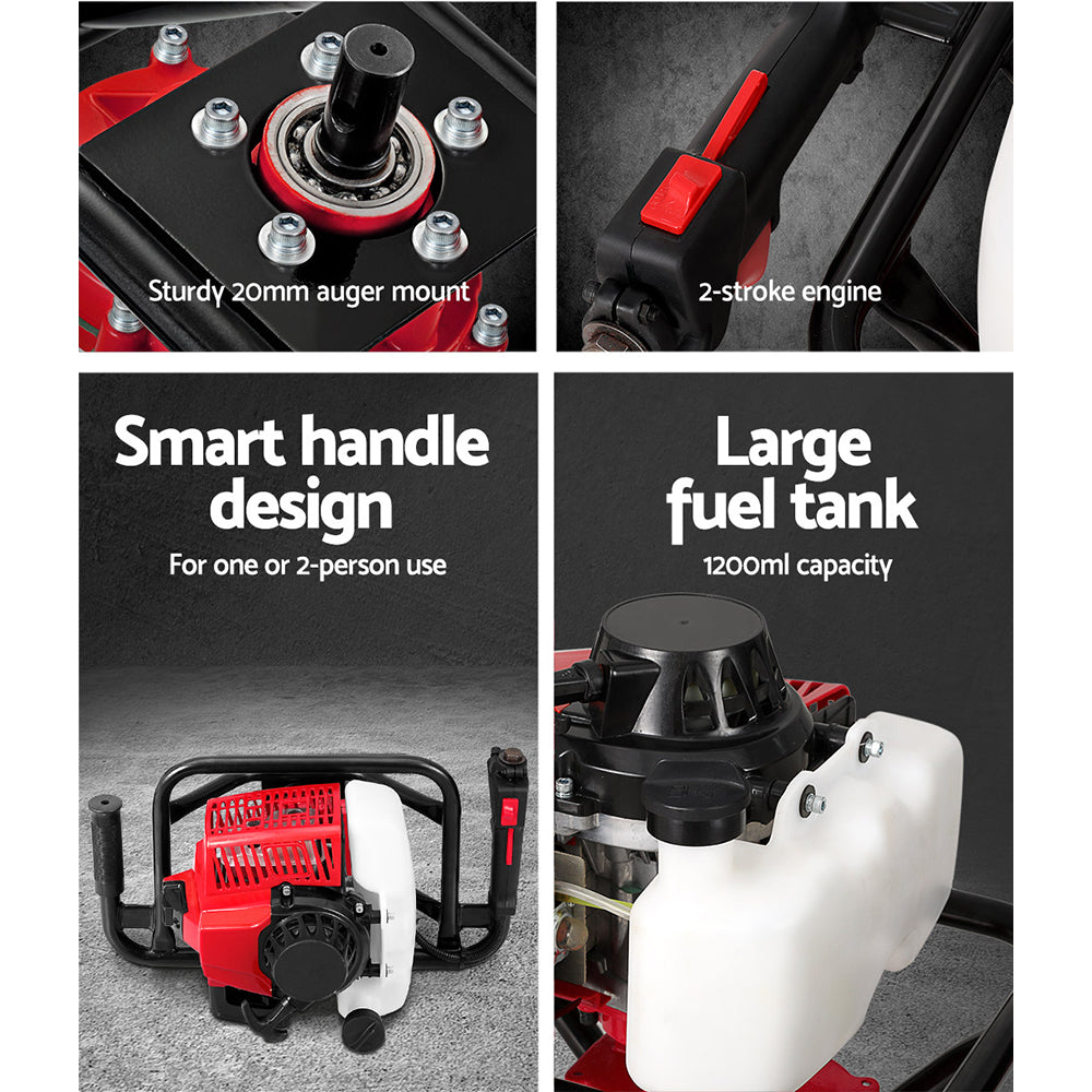 Post Hole Digger 63CC Motor Only Engine Petrol - Red