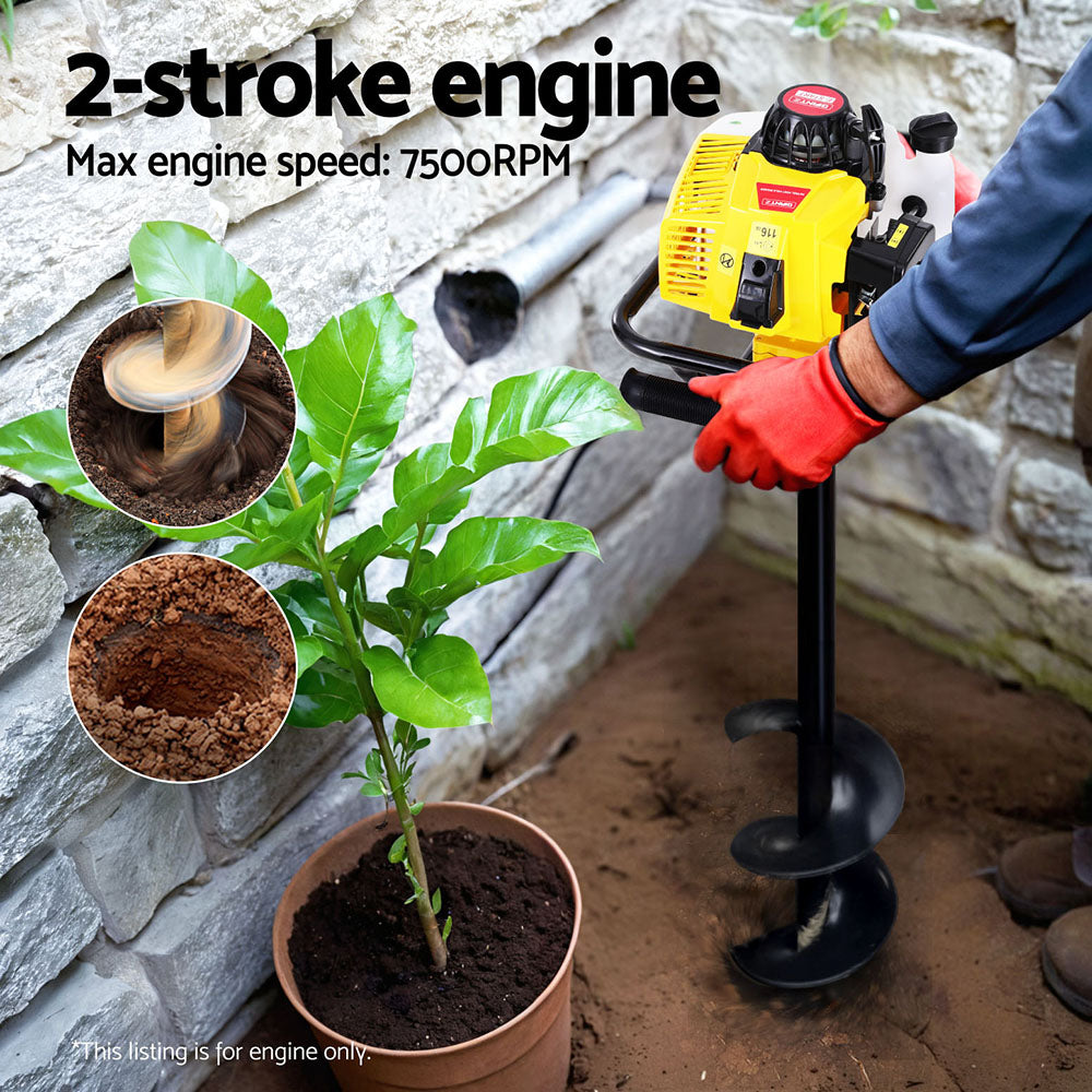 Post Hole Digger Motor 63CC Petrol Engine - Yellow