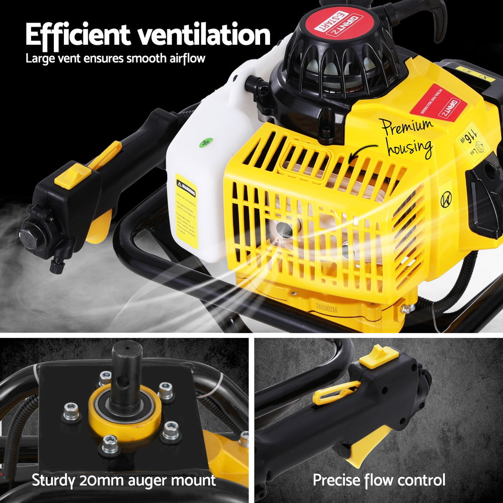 Post Hole Digger Motor 63CC Petrol Engine - Yellow
