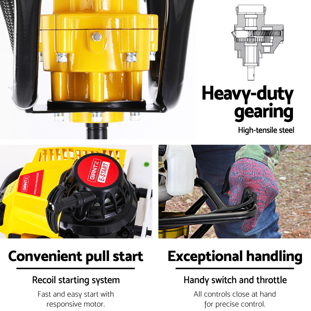 Post Hole Digger Motor 63CC Petrol Engine - Yellow