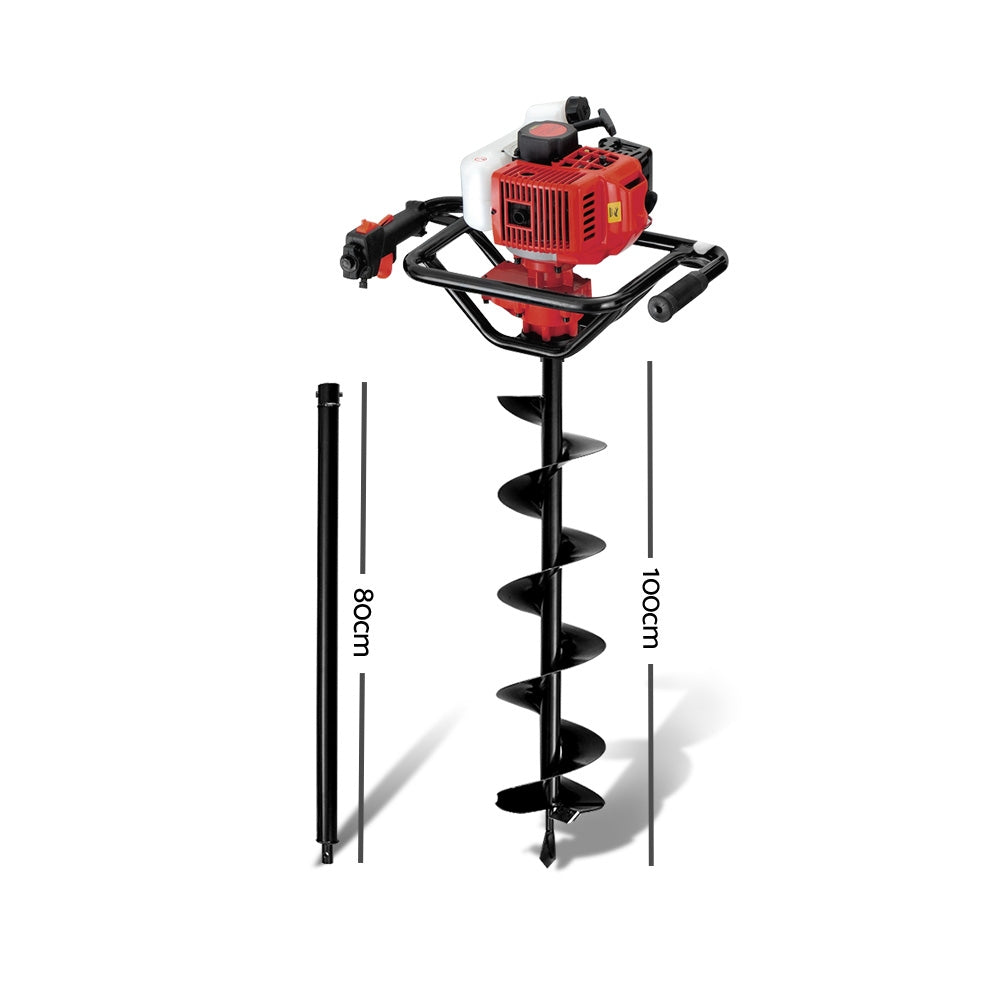 Petrol Post Hole Digger 65CC Drill Borer Fence Extension Auger Bits