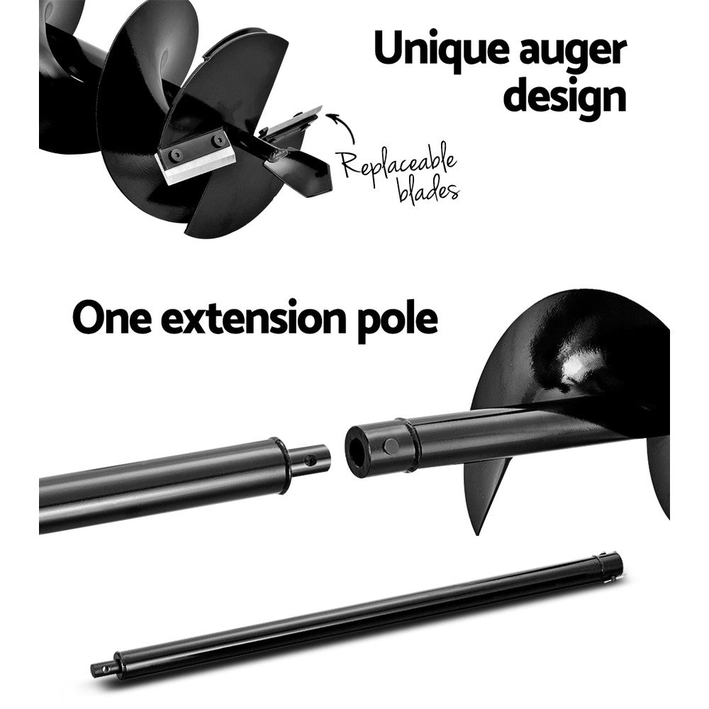 Petrol Post Hole Digger 65CC Drill Borer Fence Extension Auger Bits