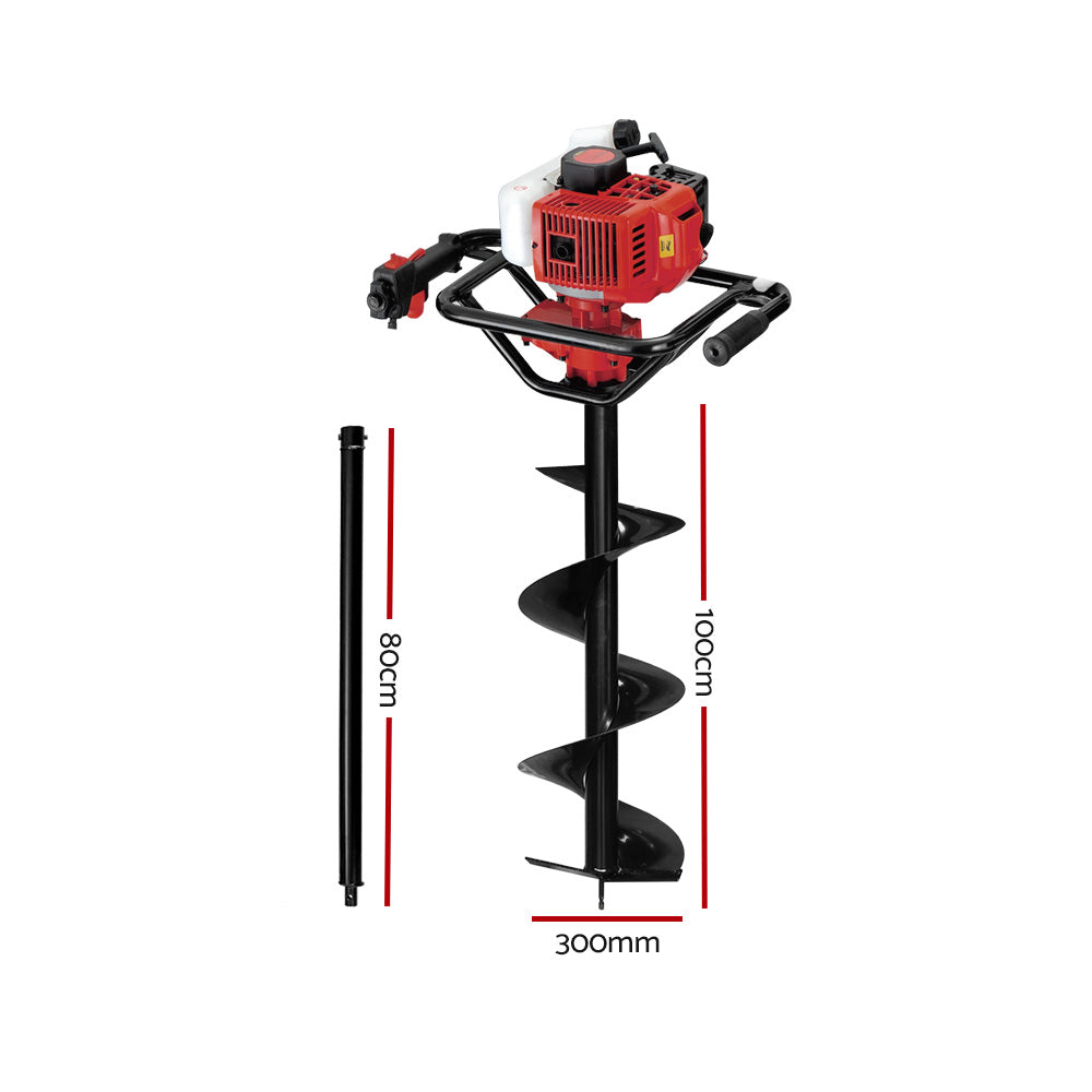 Petrol Post Hole Digger Drill Borer 65CC Fence Extension Auger Bits