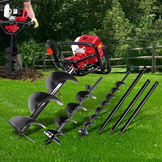 Petrol Post Hole Digger 65CC Drill Borer Fence Extension Auger Bits