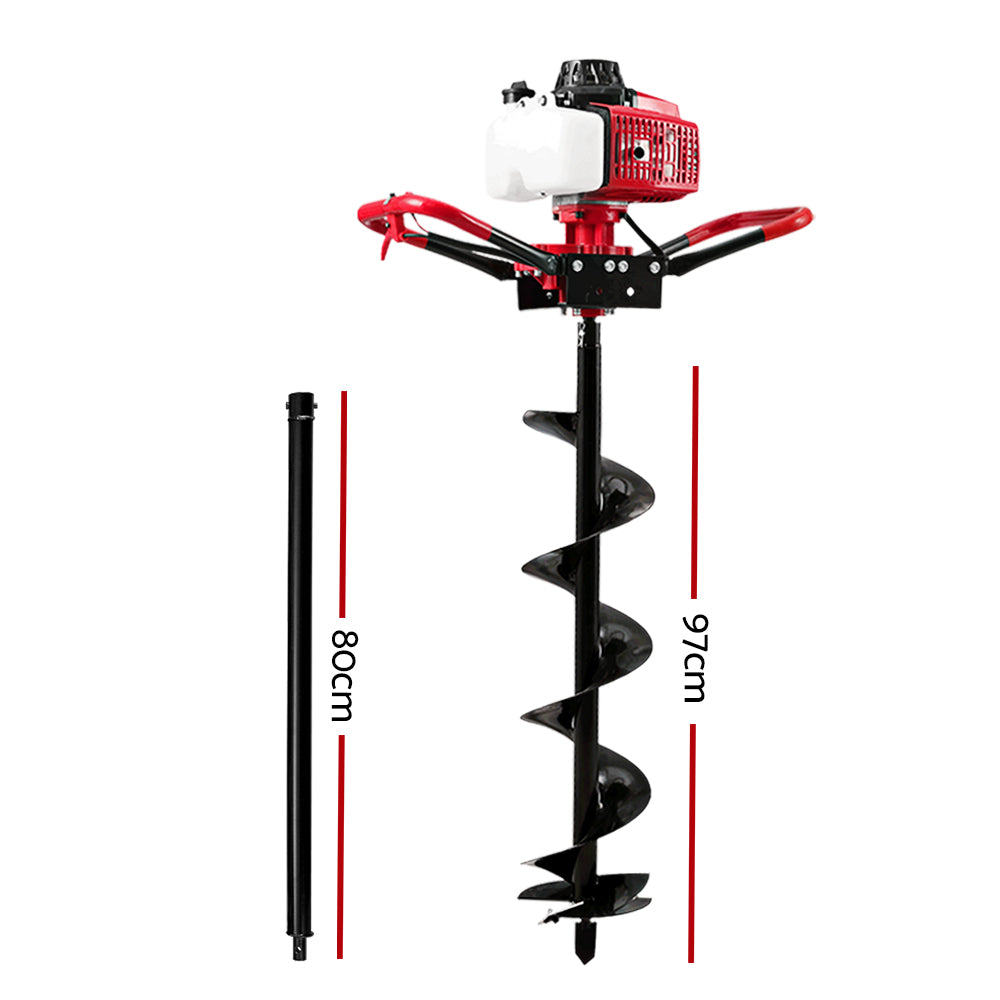 Post Hole Digger 63CC Petrol with 200mm Drill Extension Auger Bits