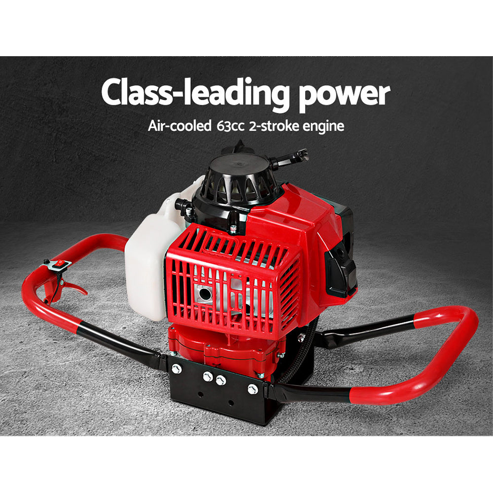 Post Hole Digger 63CC Petrol with 200mm Drill Extension Auger Bits