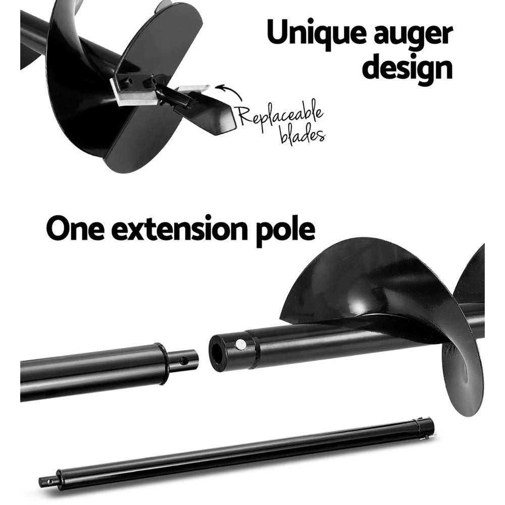 Post Hole Digger 63CC Petrol with 200mm Drill Extension Auger Bits