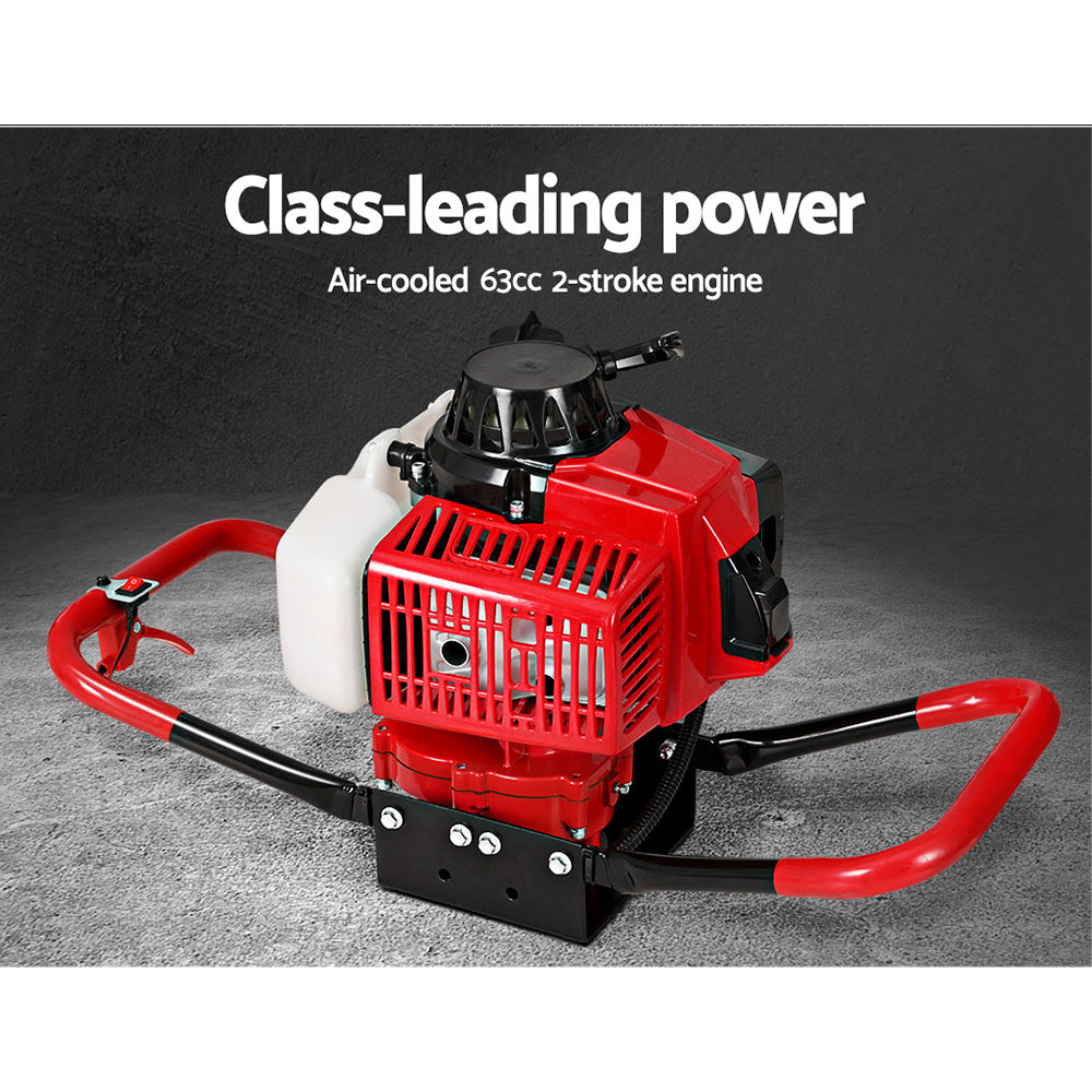 Post Hole Digger 63CC Petrol with 300mm Drill Extension Auger Bits