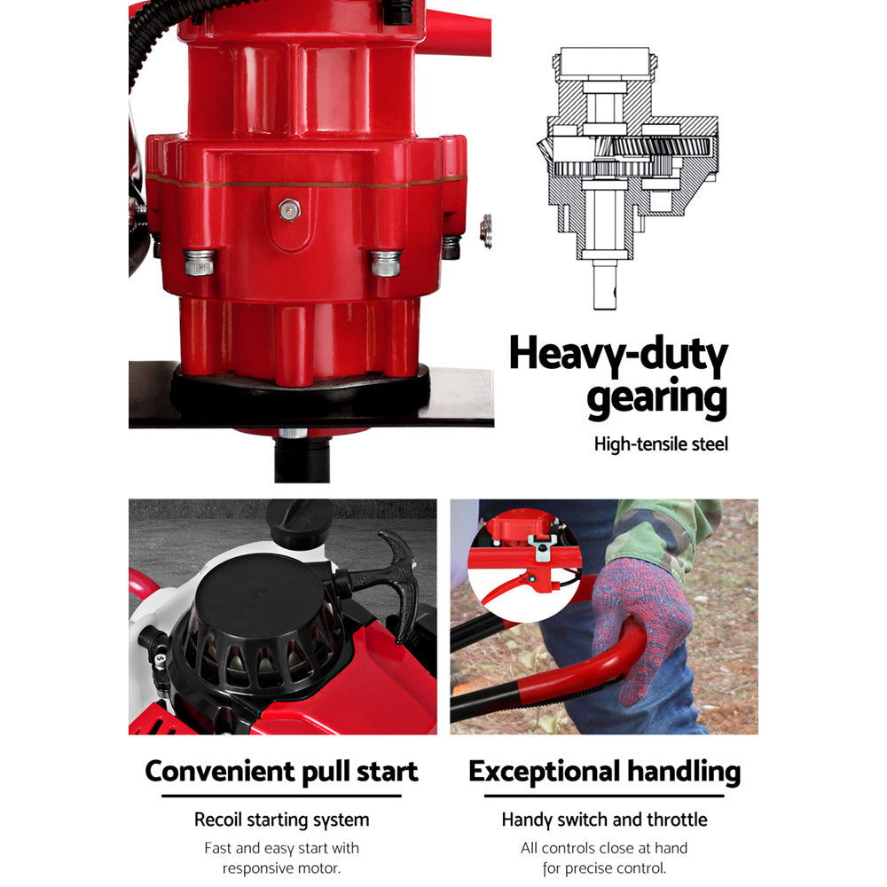 Post Hole Digger 63CC Petrol with 300mm Drill Extension Auger Bits