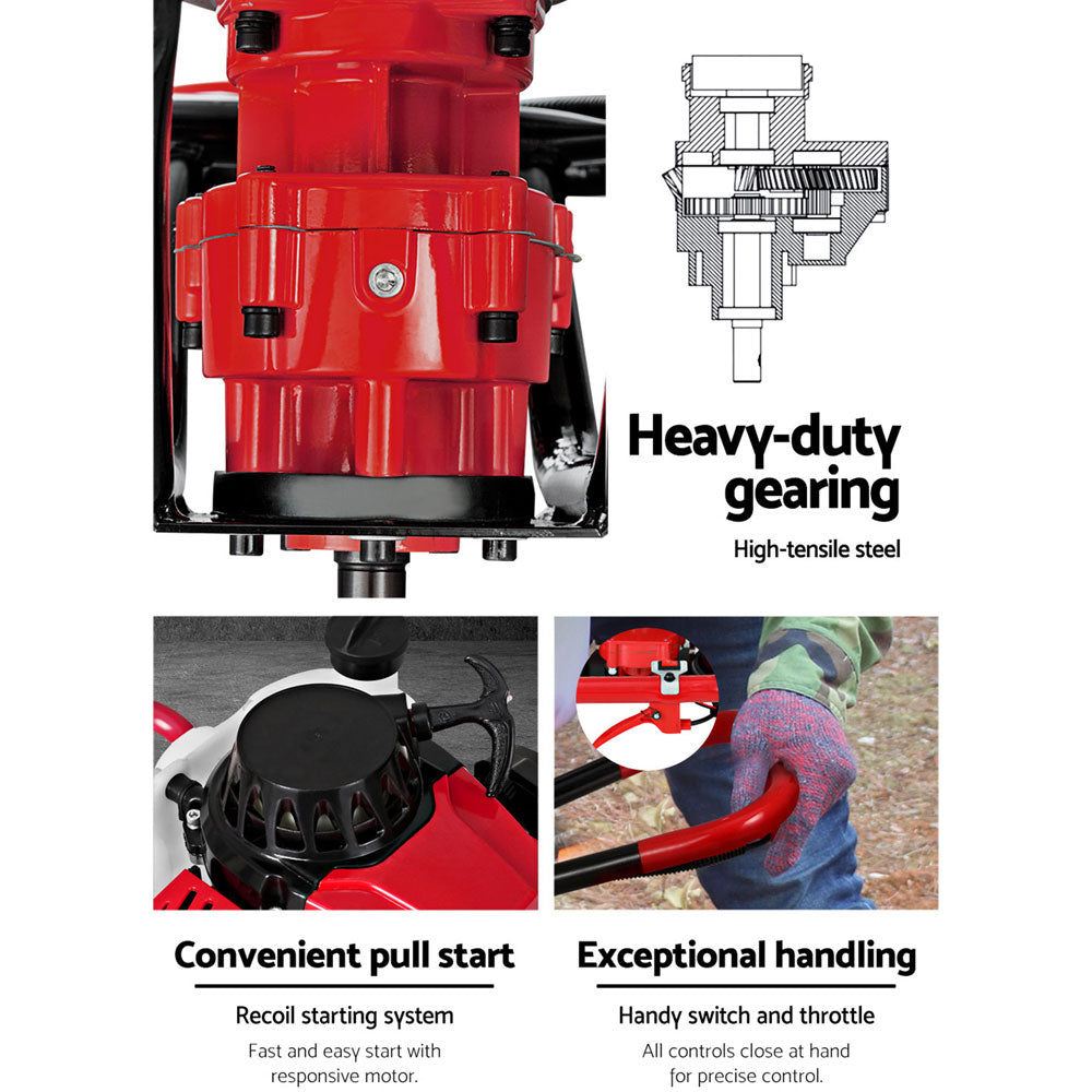 Post Hole Digger 63CC Petrol Motor Drill with Extension Auger Bits