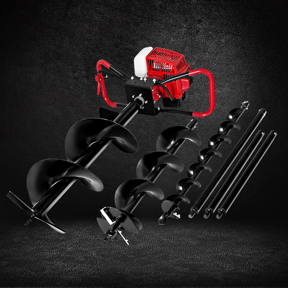 Post Hole Digger 63CC Petrol Motor Drill with Extension Auger Bits