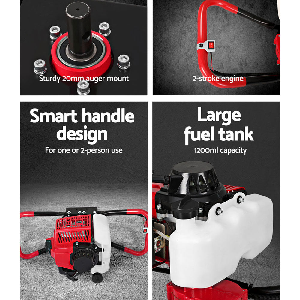 Post Hole Digger 63CC Petrol Motor Only Engine - Red