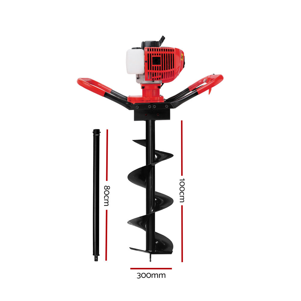 Post Hole Digger Petrol 65CC Drill Borer Fence Extension Auger Bits