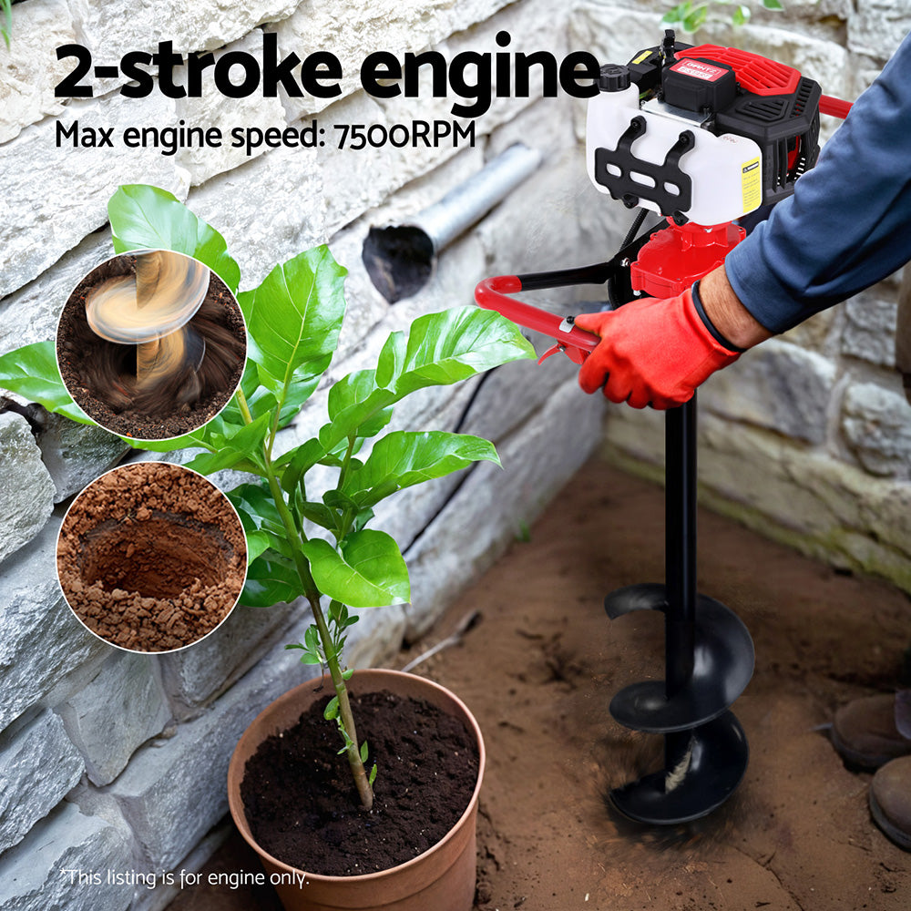 Post Hole Digger Motor 65CC Petrol Engine - Red