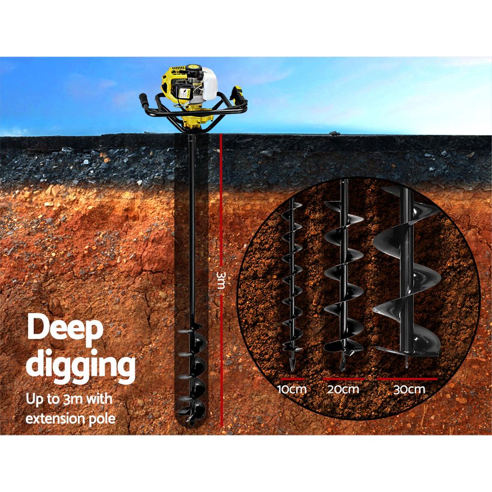 Post Hole Digger 65CC Auger Petrol Drill Borer Fence Earth Power