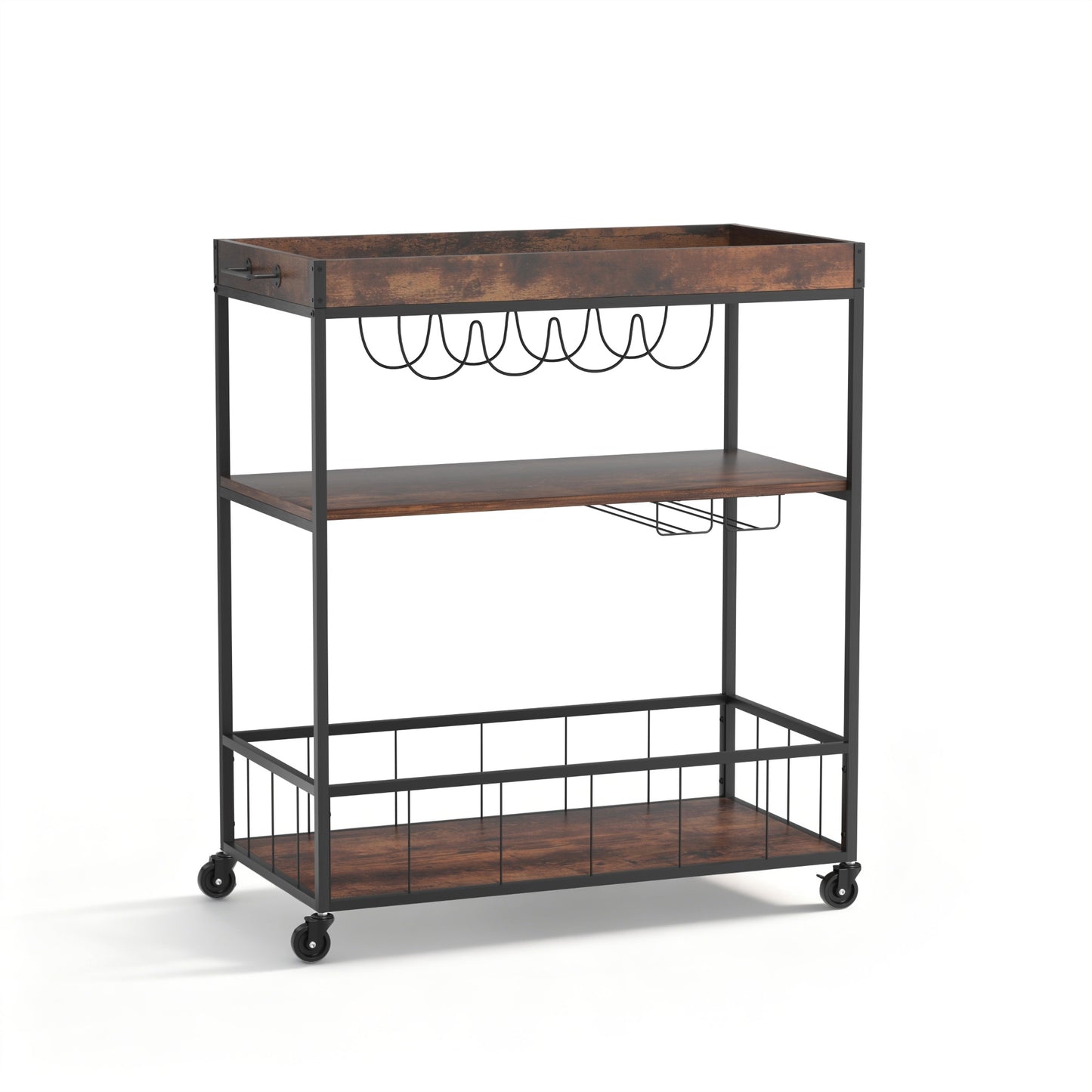 Kitchen Island Rolling Serving Cart with Storage