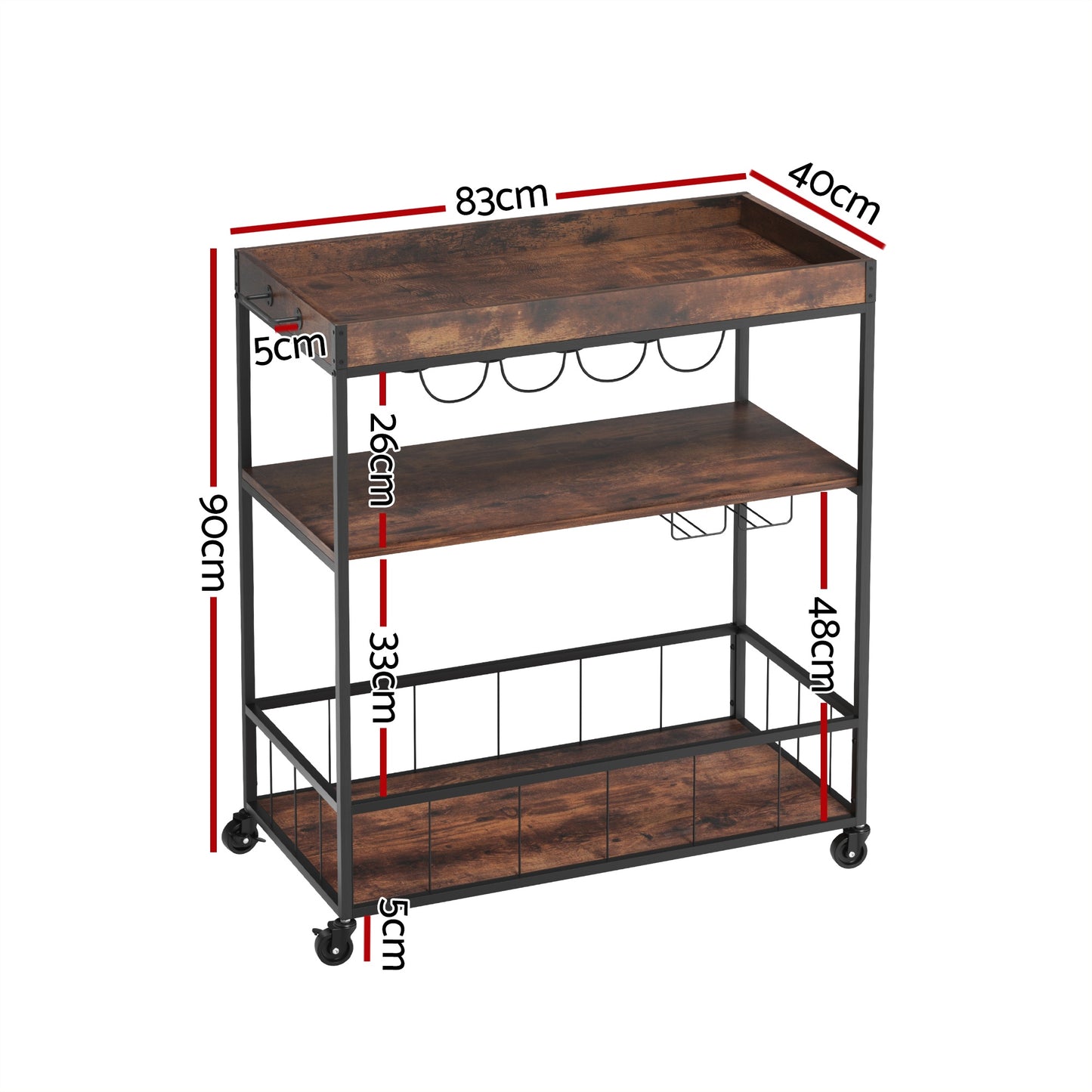 Kitchen Island Rolling Serving Cart with Storage