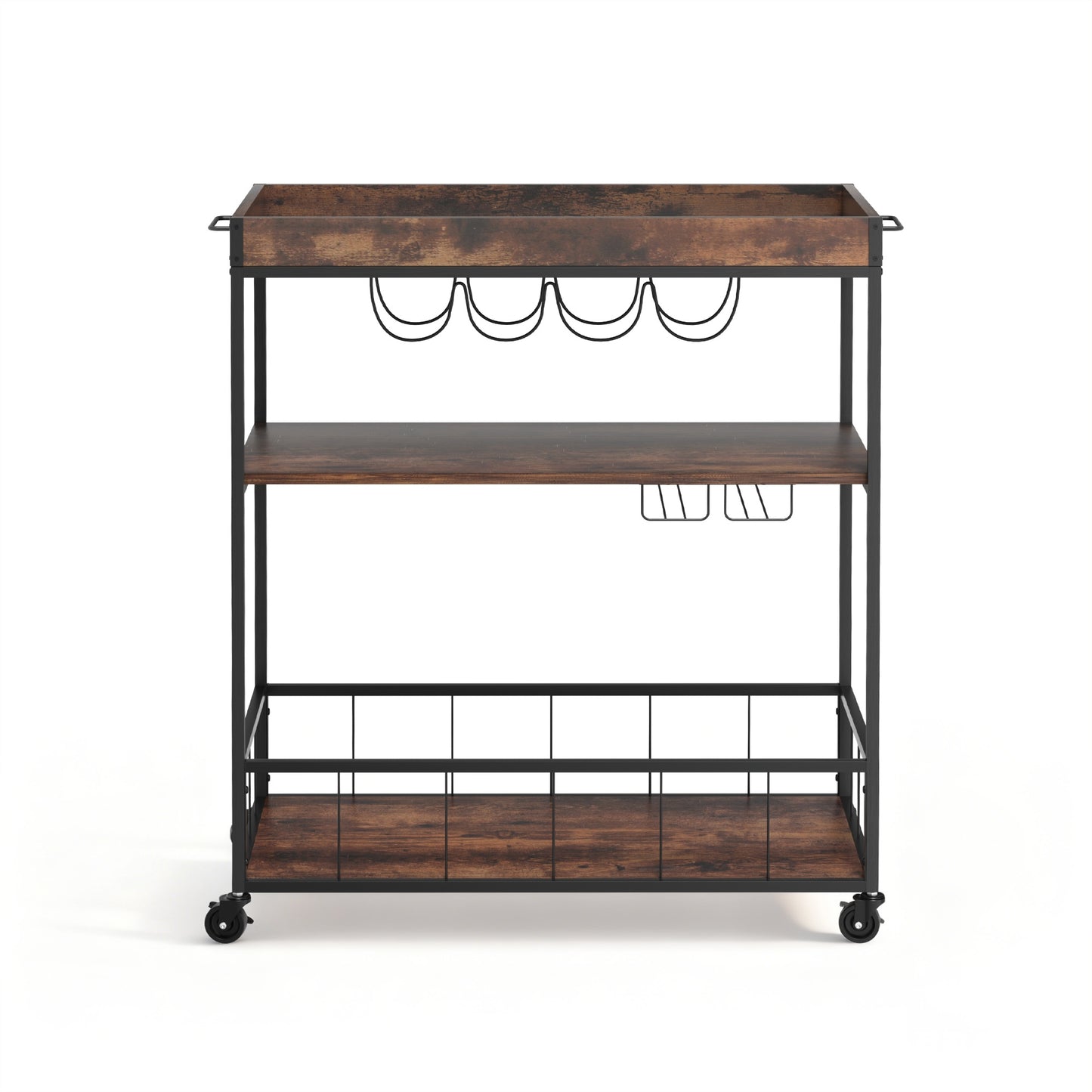Kitchen Island Rolling Serving Cart with Storage