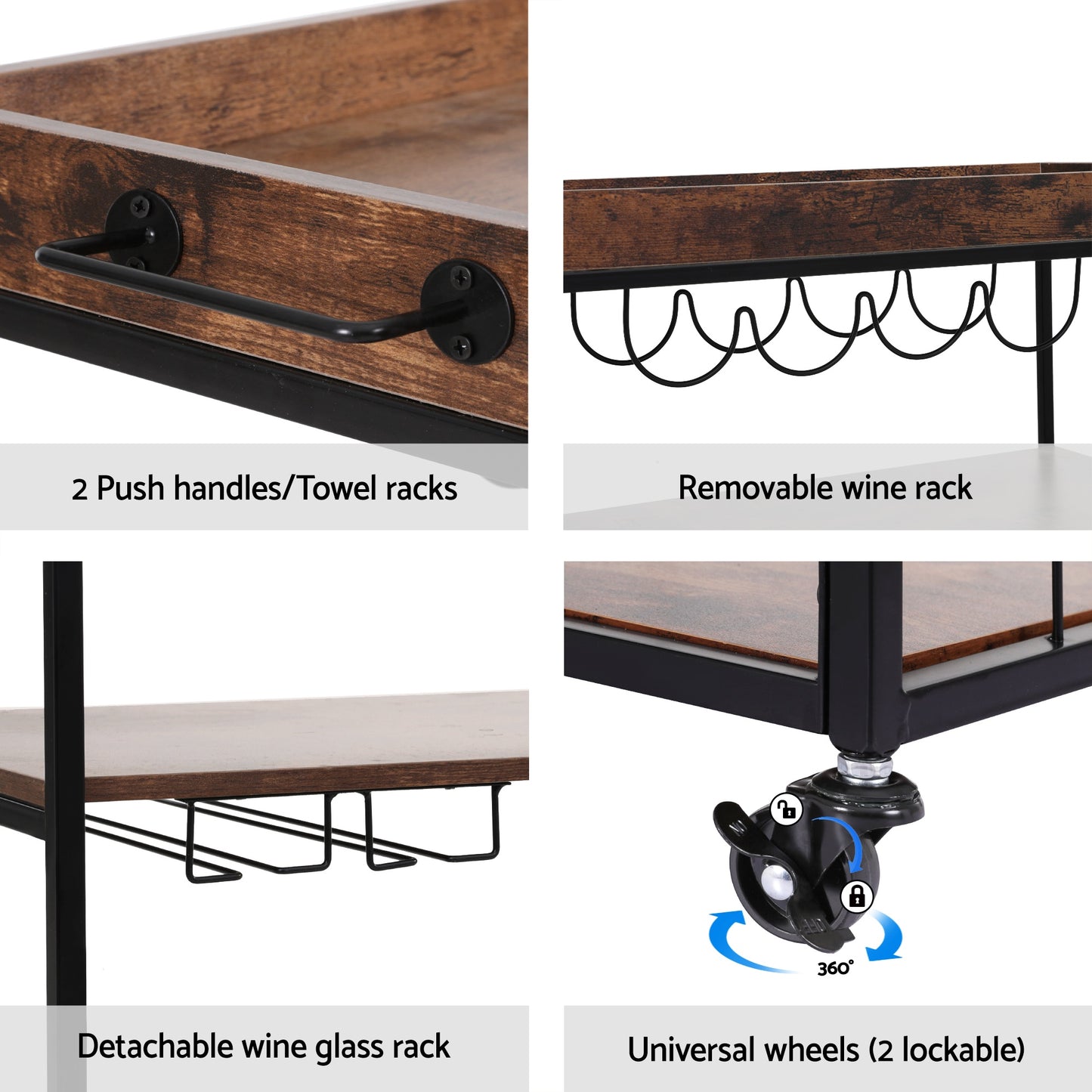 Kitchen Island Rolling Serving Cart with Storage