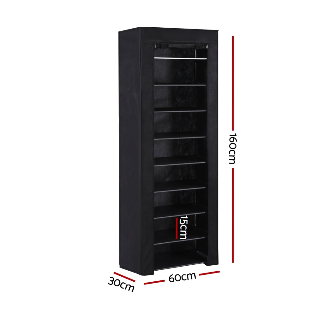 Shoe Rack 10-tier 27 Pairs Removable Cover Black