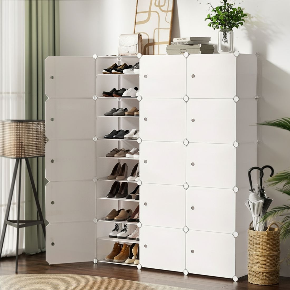 Shoe Cabinet DIY Shoe Box White Storage Cube Portable Organiser Stand