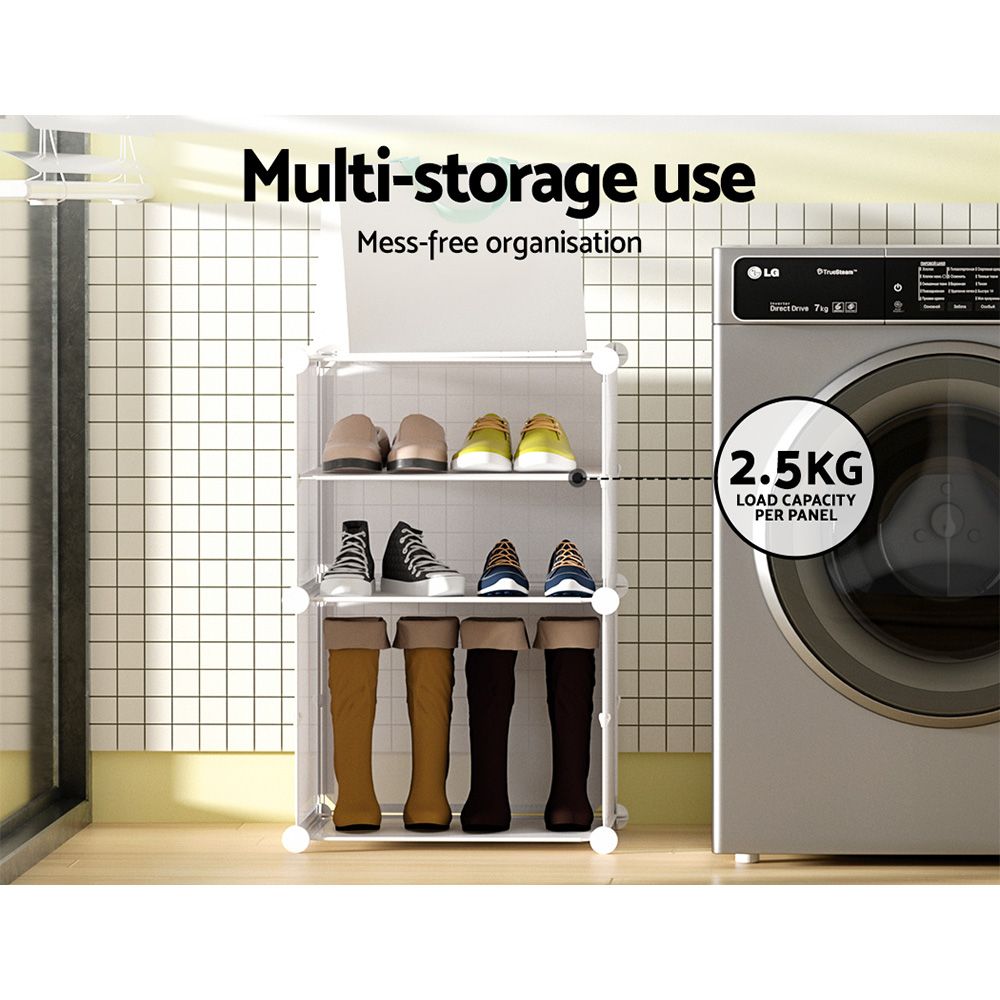 Shoe Cabinet DIY Shoe Box White Storage Cube Portable Organizer Stand