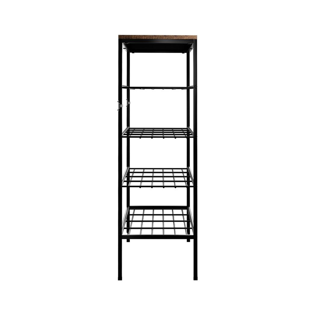 Shoe Rack 5-Tier Storage Organizer Shelf Metal Frame for 25 Pairs - Walnut