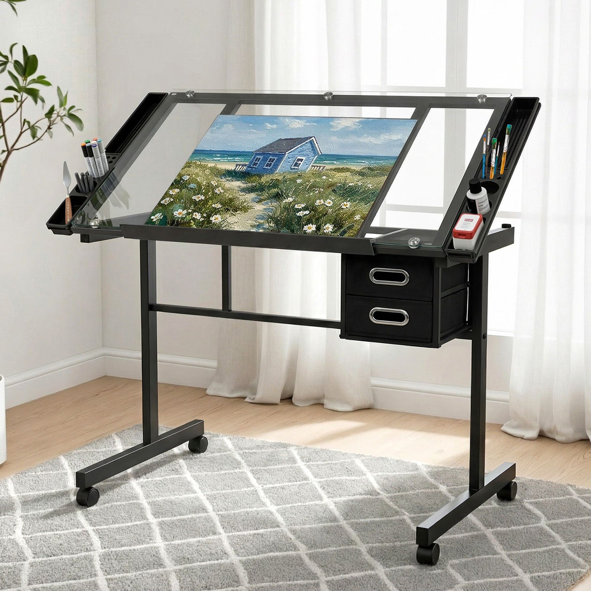 Drawing Desk Adjustable, Black/Grey