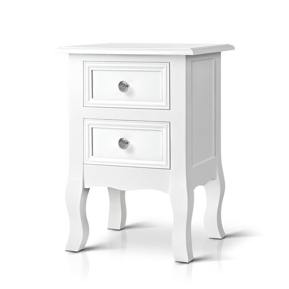 White 2 storage cabinet with drawers french nightstand vintage