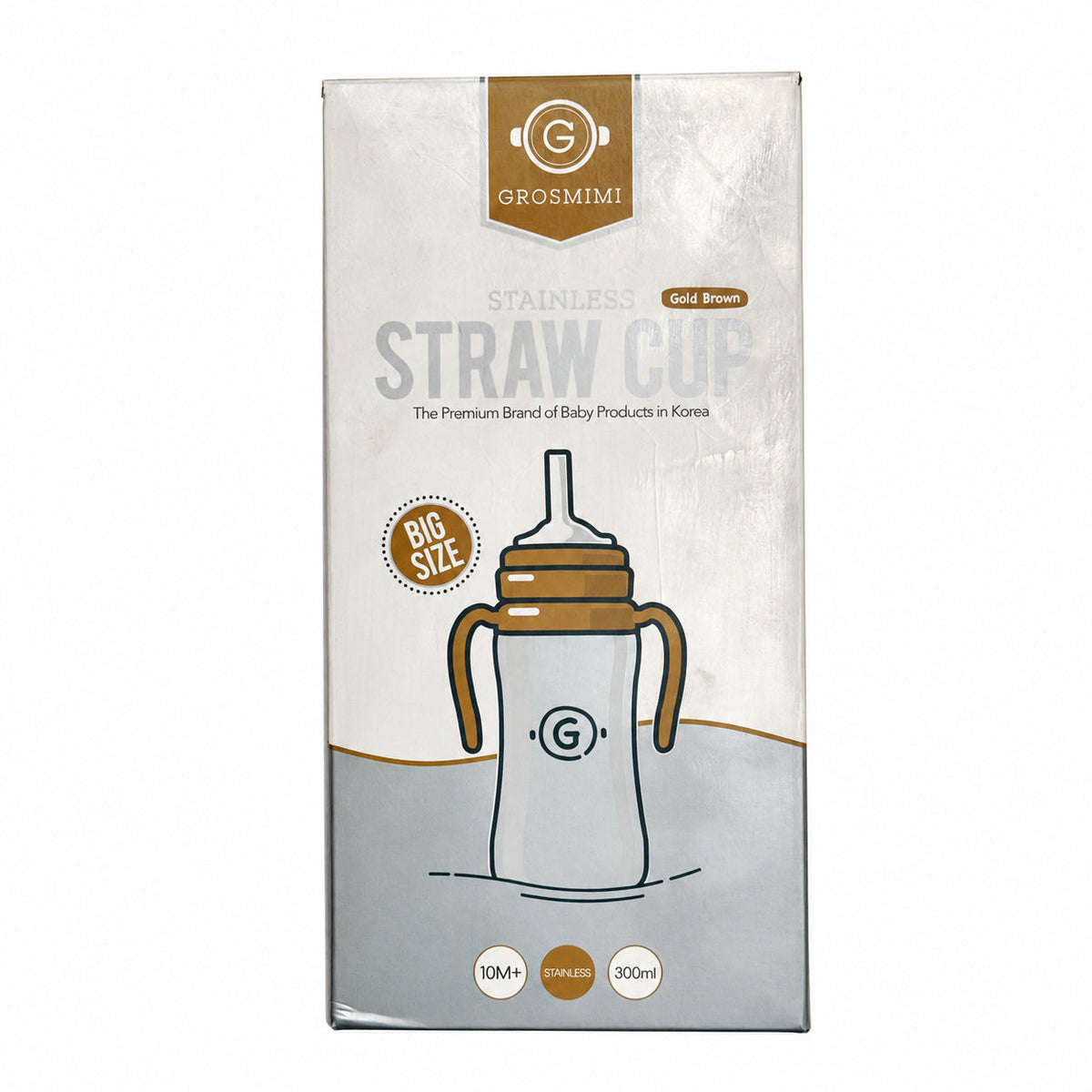 Grosmimi Insulated Stainless Steel Straw Cup 300ml - Gold Brown