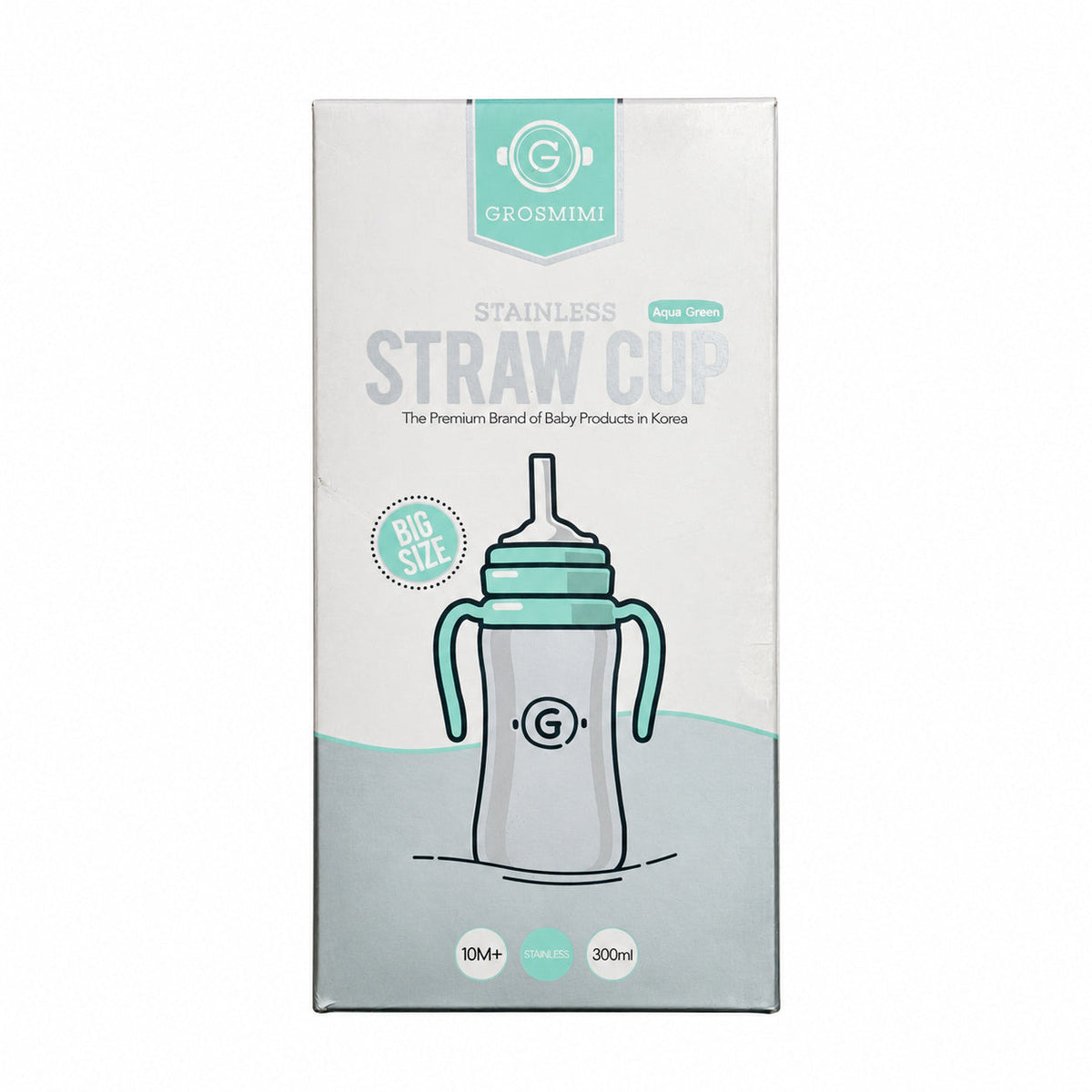 Grosmimi Insulated Stainless Steel Straw Cup 300ml - Aqua Green