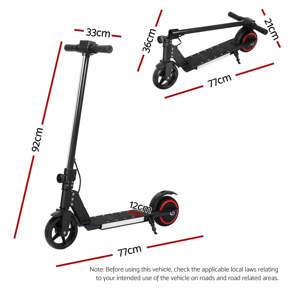 Scooter 130W 16KM/H LED Light Folding Portable for Kids Teens - Black