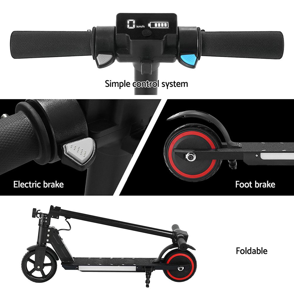 Scooter 130W 16KM/H LED Light Folding Portable for Kids Teens - Black