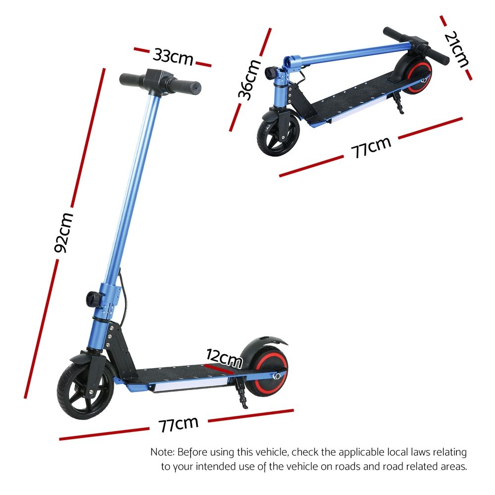 Scooter 130W 16KM/H LED Light Folding Portable for Kids Teens - Blue