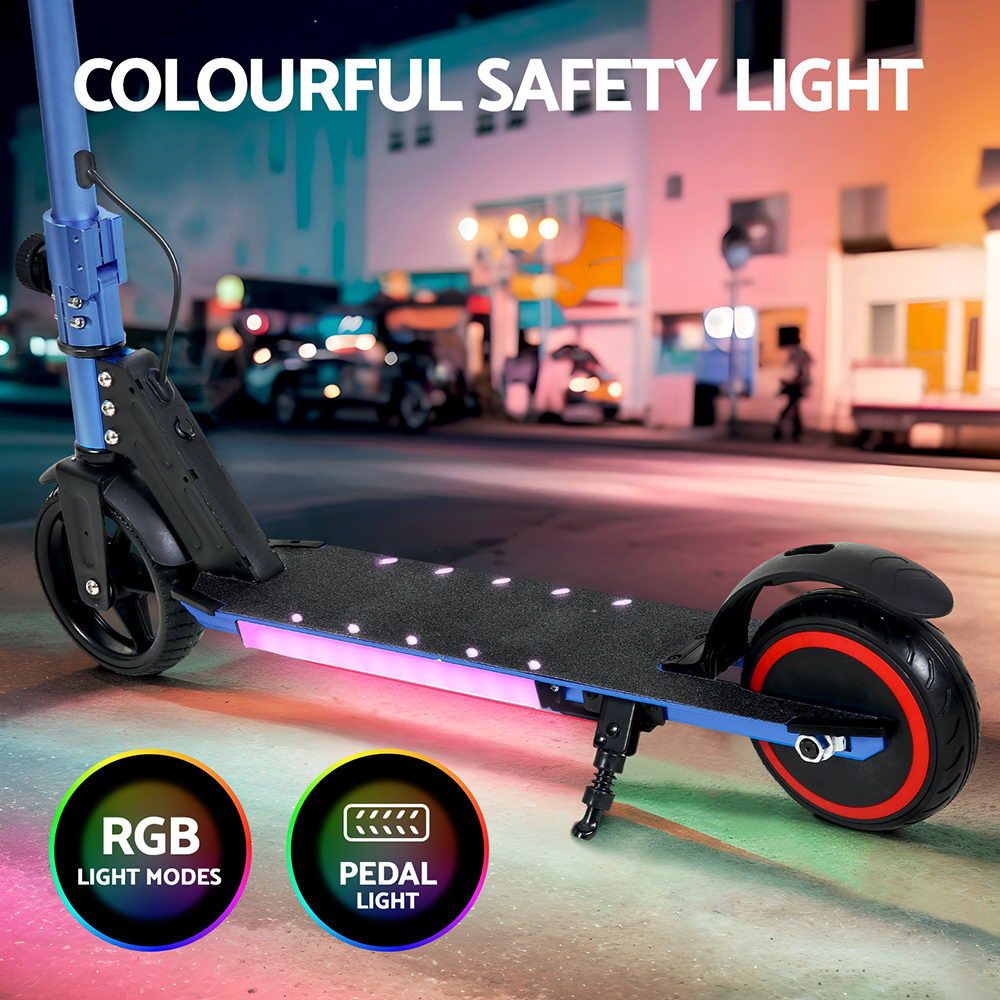 Scooter 130W 16KM/H LED Light Folding Portable for Kids Teens - Blue