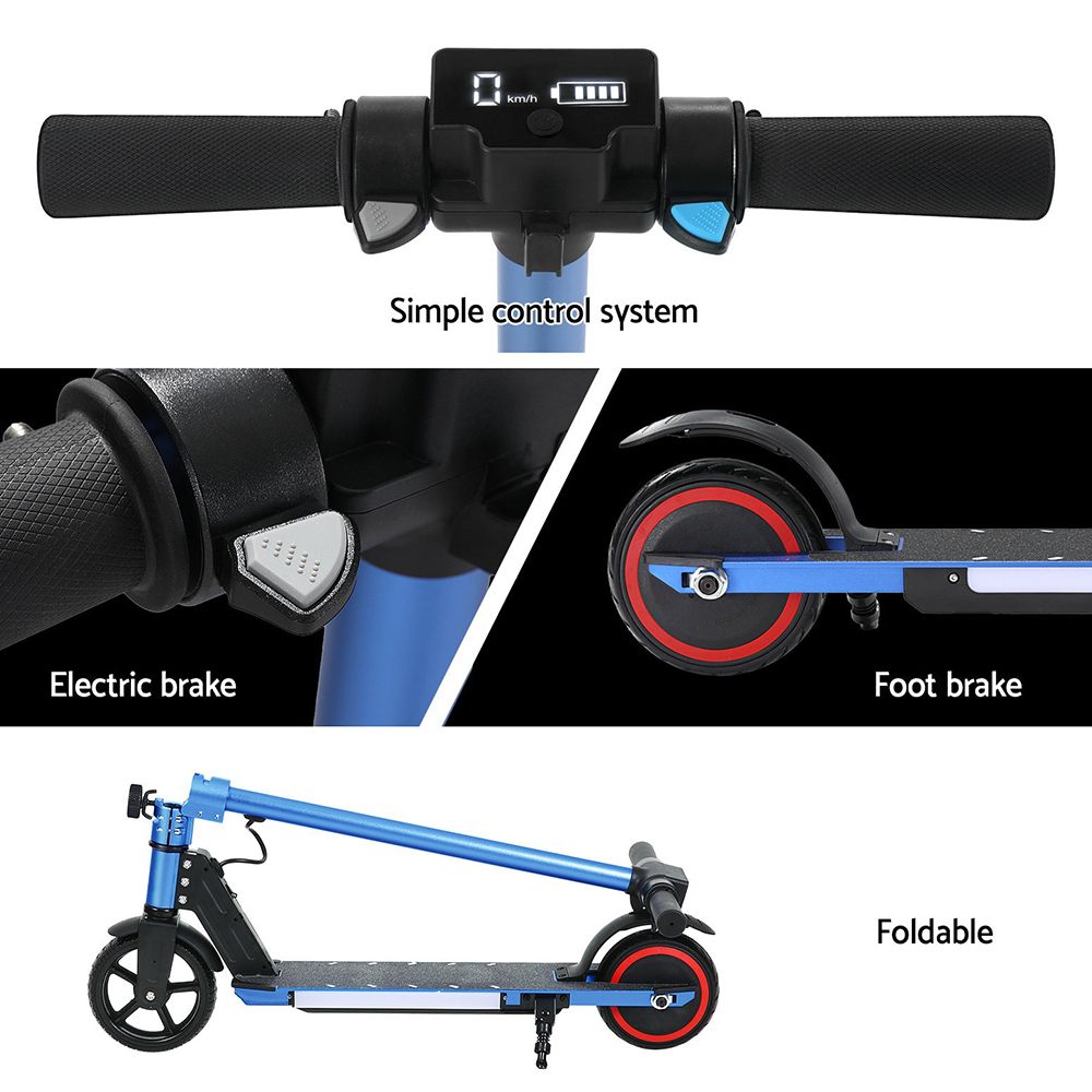 Scooter 130W 16KM/H LED Light Folding Portable for Kids Teens - Blue