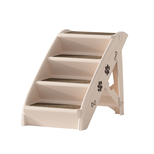 i.Pet Dog Ramp Steps For Bed Sofa Car Pet Stairs Ladder Portable Foldable Beige