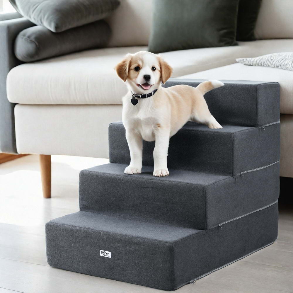 Dog Ramp Foam Dog Cover Stairs Portable Cat Ladder for Sofa Bed 4 Steps