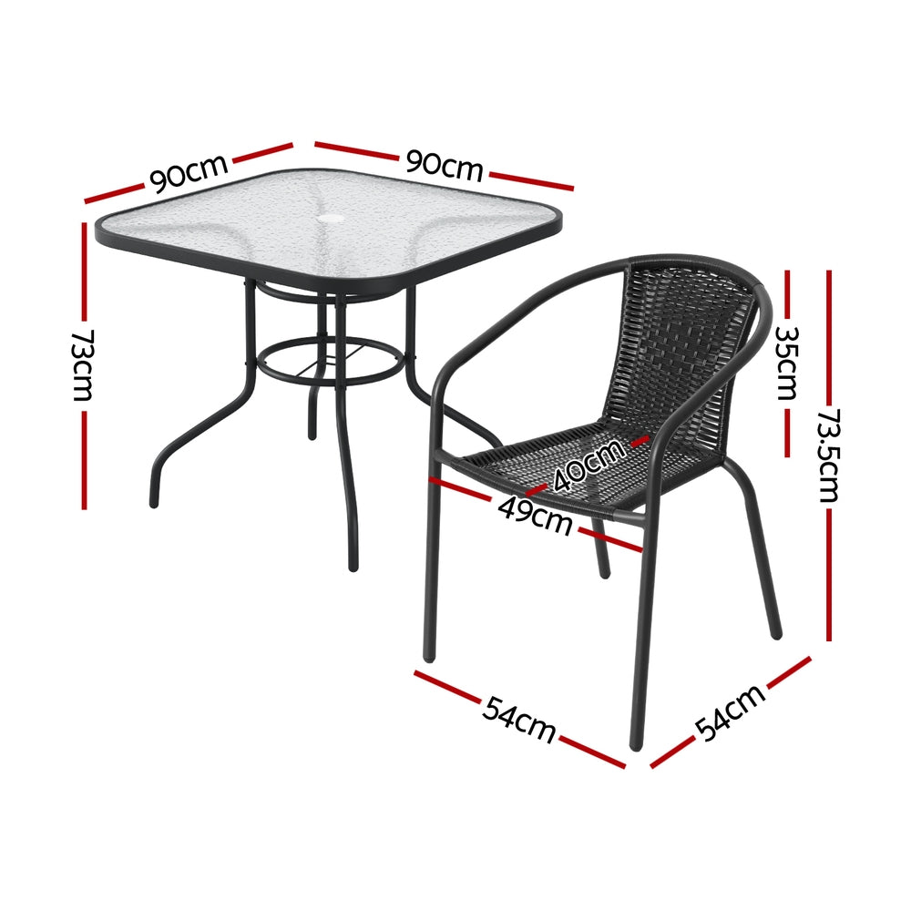 Outdoor Dining Set 5-Piece Steel Stackable Chairs Table Patio Furniture