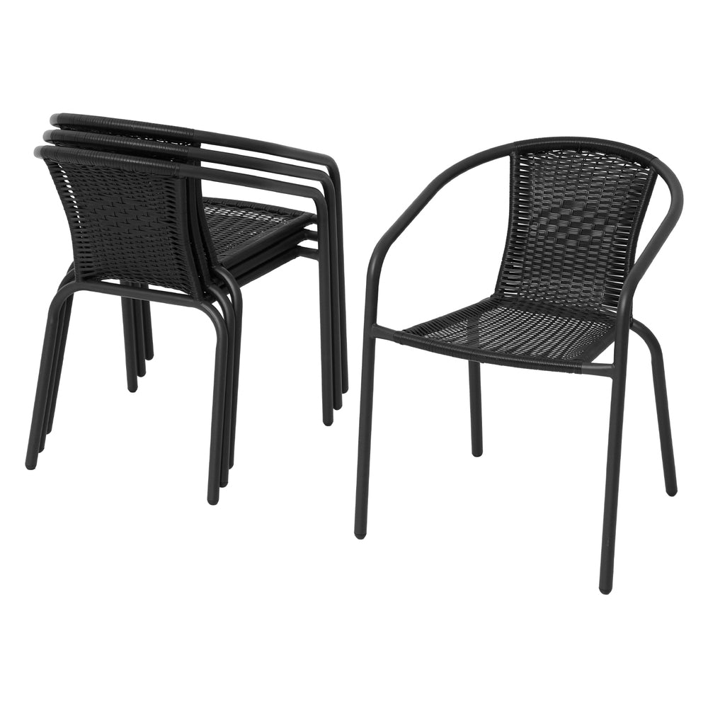 Outdoor Dining Set 5-Piece Steel Stackable Chairs Table Patio Furniture