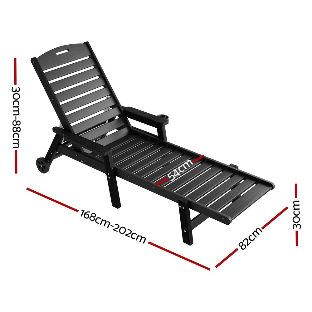 Sun Lounge Lounger Beach Chair HDPE Patio Outdoor Furniture