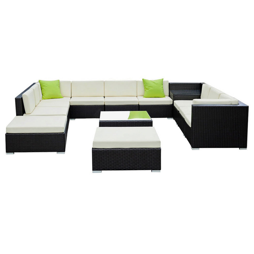 Outdoor Furniture 13PC Sofa Set with Storage Cover Wicker