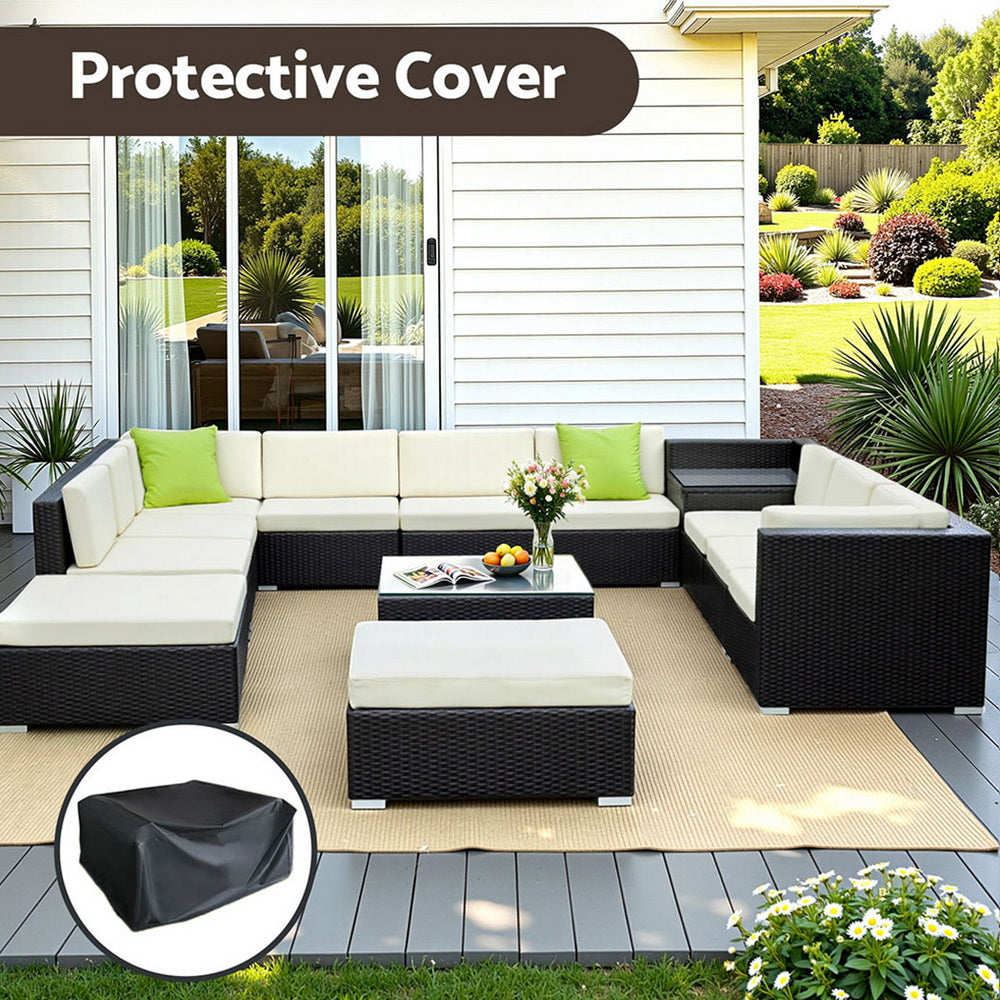 Outdoor Furniture 13PC Sofa Set with Storage Cover Wicker