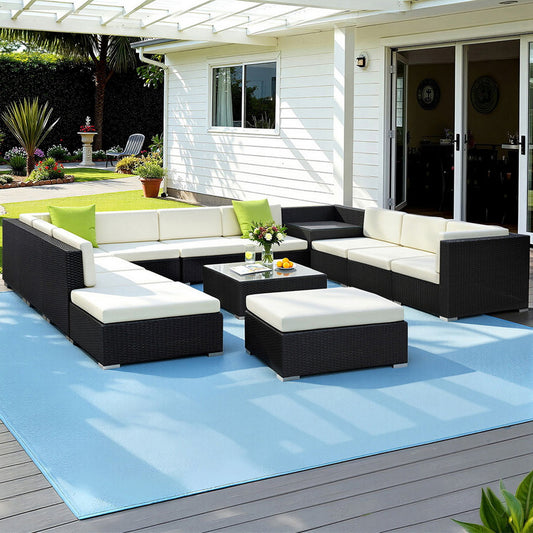 Outdoor Furniture 13PC Sofa Set with Storage Cover Wicker