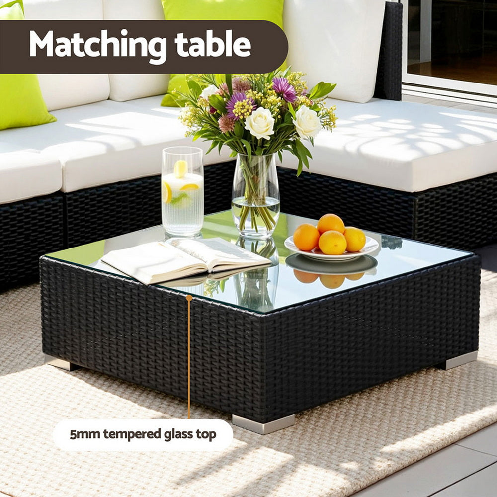 Outdoor Wicker Sofa Set (5pc) with Storage Cover
