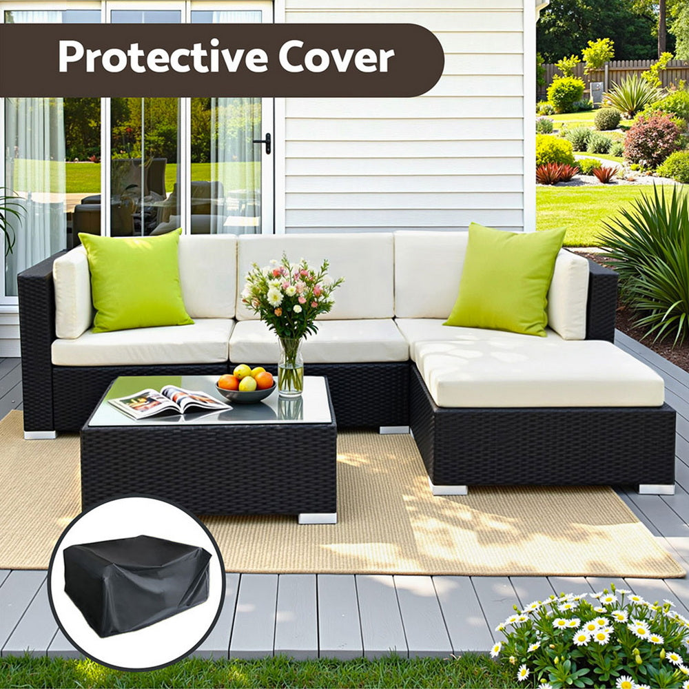 Outdoor Wicker Sofa Set (5pc) with Storage Cover