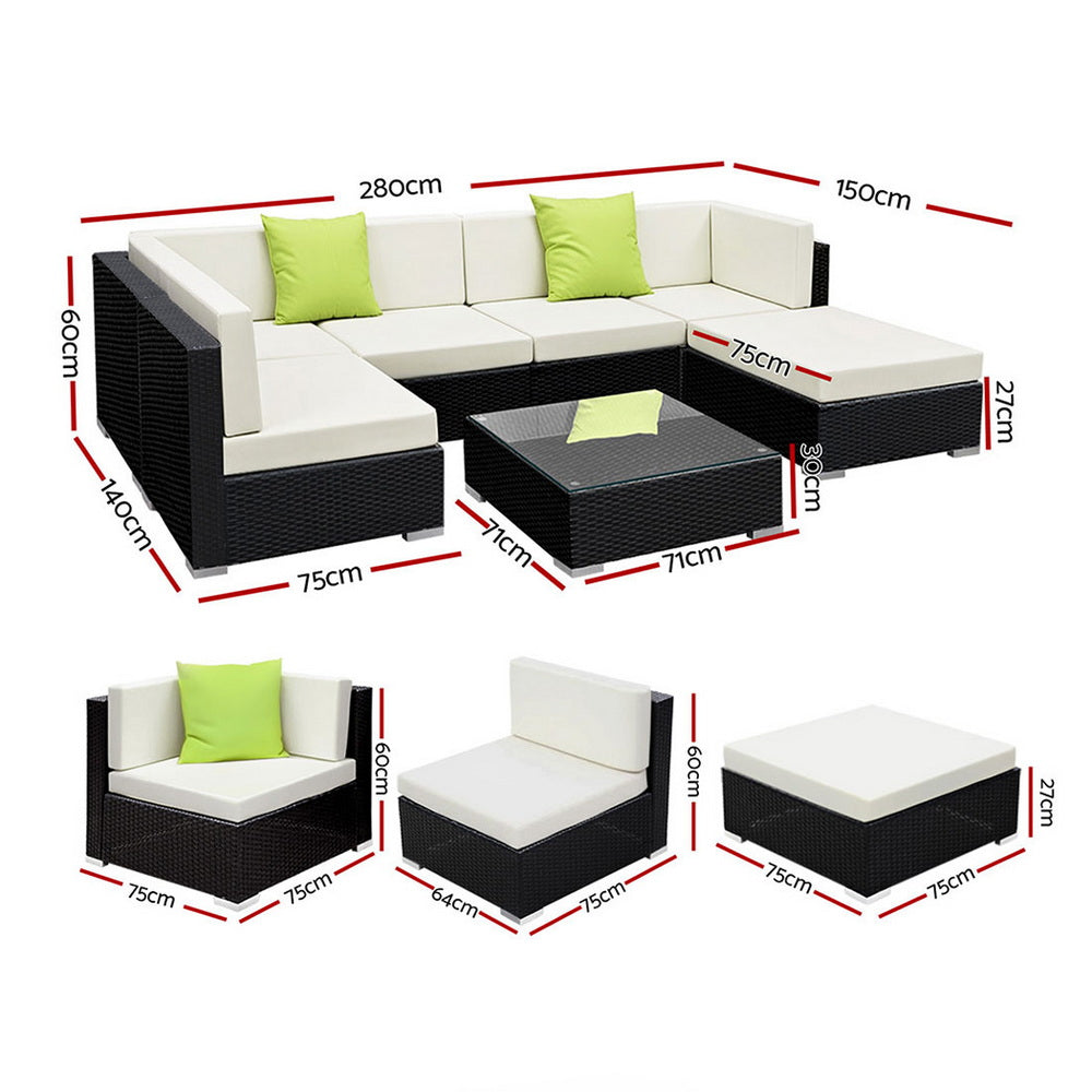 Outdoor Wicker Sofa Set (7pc) with Storage Cover